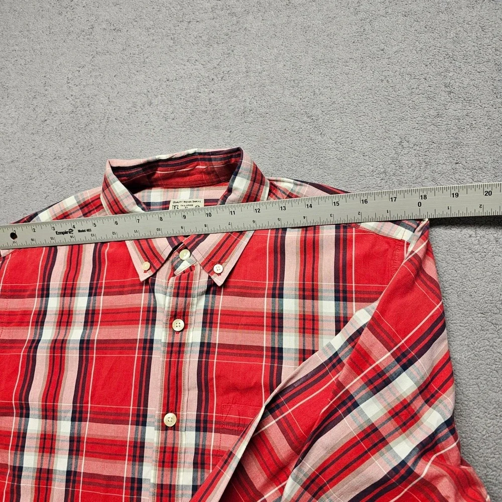 J.Crew Shirt Mens Medium Red White Plaid Long Sleeve Collared Casual Button Down